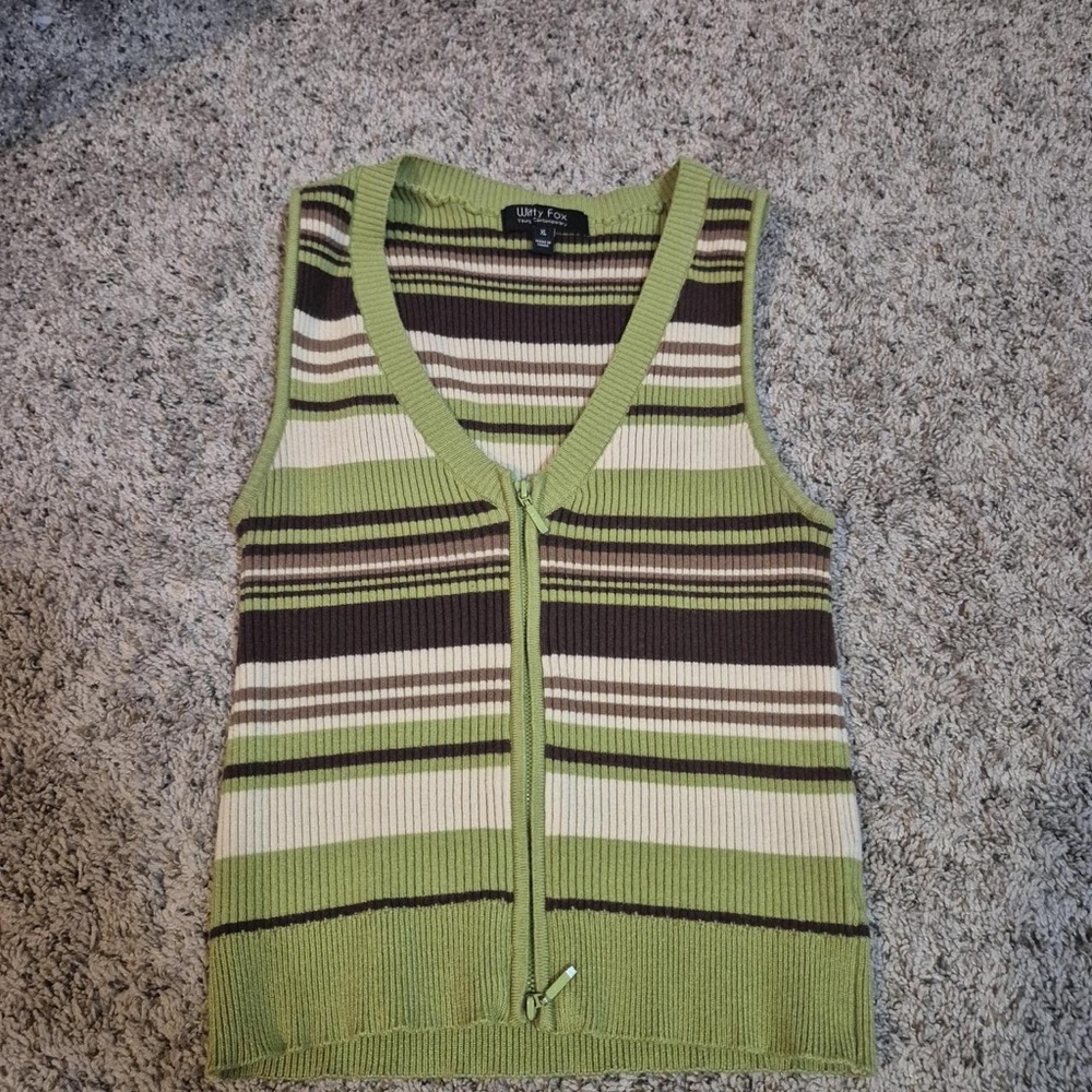 Striped Green and Brown Women's Cardigan